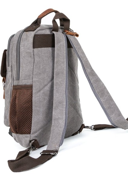 "minimalizmin Büyüsü: Çok Gözlü Kanvas Mini Sırt Çantası Gri fırsatları