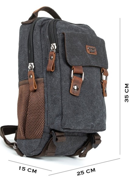 "minimalizmin Büyüsü: Çok Gözlü Kanvas Mini Sırt Çantası Siyah fiyatları