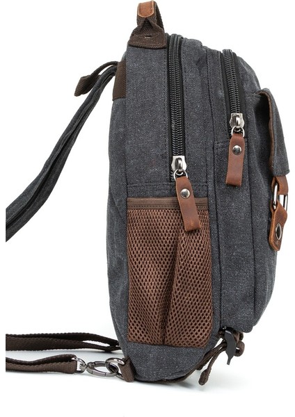 "minimalizmin Büyüsü: Çok Gözlü Kanvas Mini Sırt Çantası Siyah modelleri