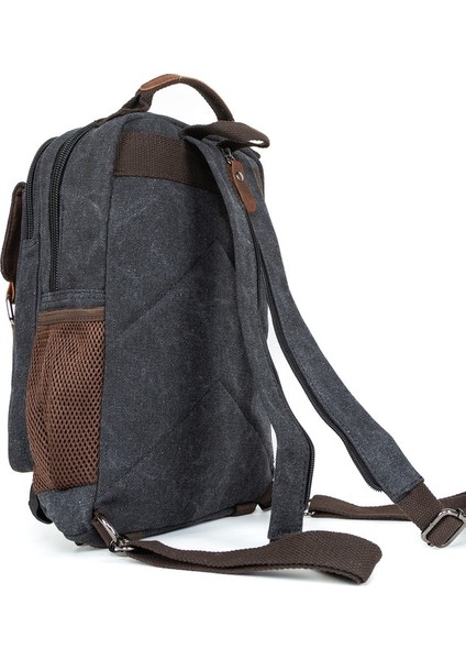 "minimalizmin Büyüsü: Çok Gözlü Kanvas Mini Sırt Çantası Siyah fırsatları