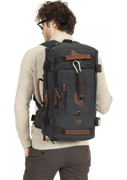 15,6 Laptop Bölmeli Kanvas Kumaş Dağcı & Seyehat & Günlük Çok Gözlü Hem Sırt Hem Omuz & El Çantası Siyah fiyatları