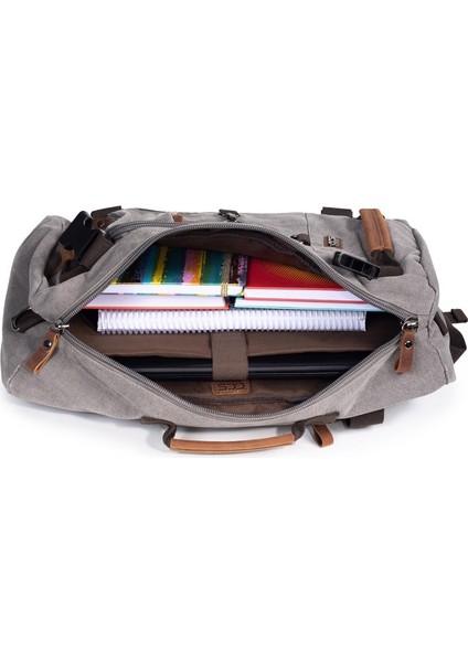 15,6 Laptop Bölmeli Kanvas Kumaş Dağcı & Seyehat & Günlük Çok Gözlü Hem Sırt Hem Omuz & El Çantası Siyah indirimleri