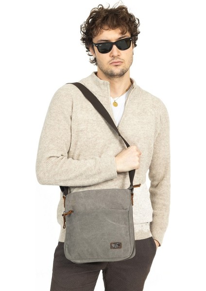 Omuz Askılı Çok Gözlü Kanvas Postacı Çantası Gri fiyatları