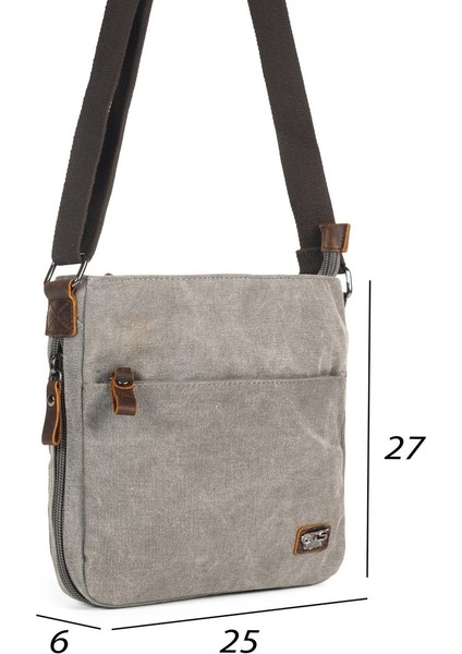 Omuz Askılı Çok Gözlü Kanvas Postacı Çantası Gri modelleri