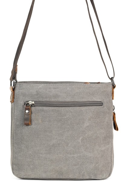 Omuz Askılı Çok Gözlü Kanvas Postacı Çantası Gri fırsatları