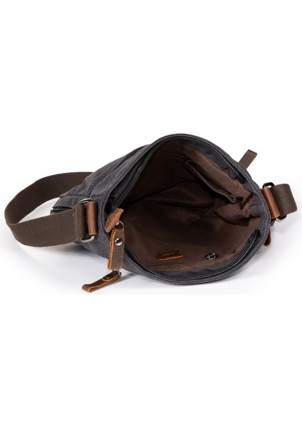 Omuz Askılı Çok Gözlü Kanvas Postacı Çantası Gri indirimleri