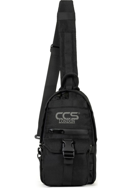 Kumaş Çapraz Çok Bölmeli Göğüs Çantası Siyah