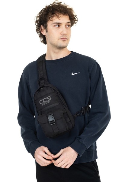 Kumaş Çapraz Çok Bölmeli Göğüs Çantası Siyah fiyatları