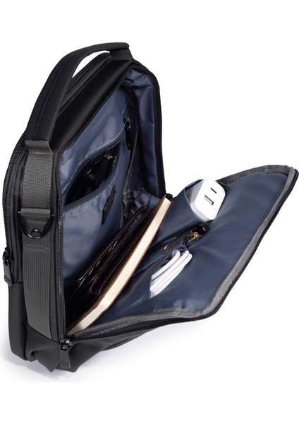 Kumaş Çok Bölmeli El ve Omuz Çantası Siyah