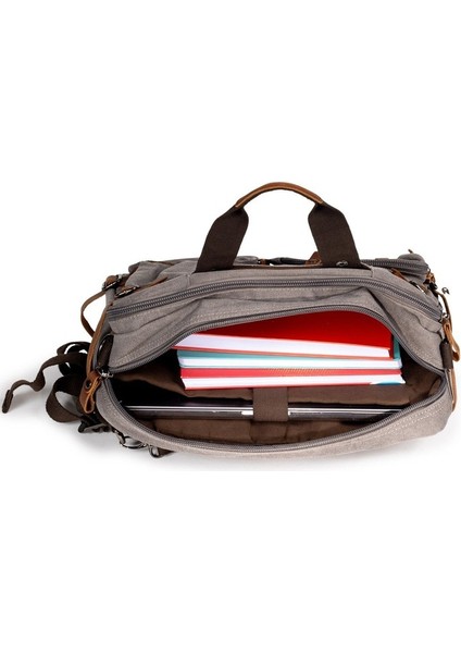 Kanvas Kumaş , Çok Fonksiyon, Tek Şıklık 15,6 Inç Laptop Bölmeli Hem El Hem Omuz Hem Sırt Çantası Siyah Gri indirimleri