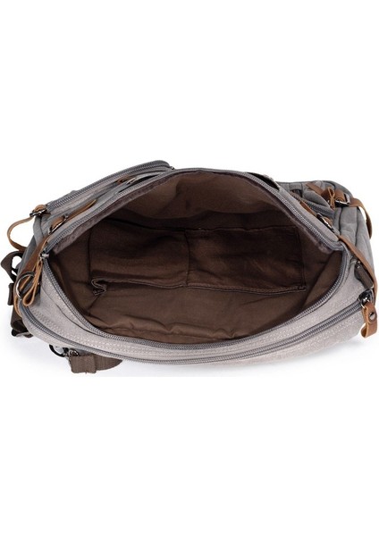 Kanvas Kumaş , Çok Fonksiyon, Tek Şıklık 15,6 Inç Laptop Bölmeli Hem El Hem Omuz Hem Sırt Çantası Siyah Gri