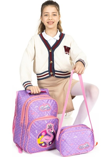 Karakterli Beslenmeli Ilkokul Sırt Çantası Lavanta