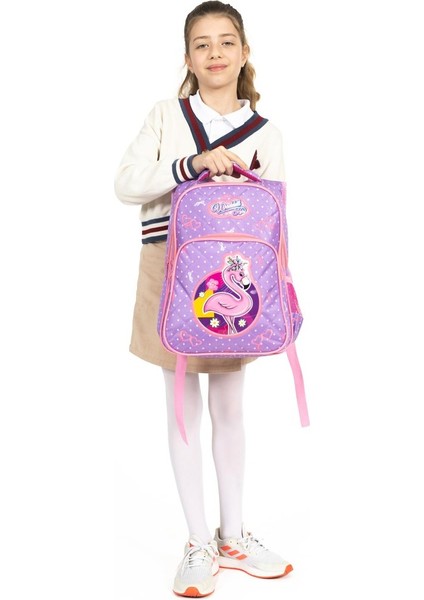 Karakterli Beslenmeli Ilkokul Sırt Çantası Lavanta
