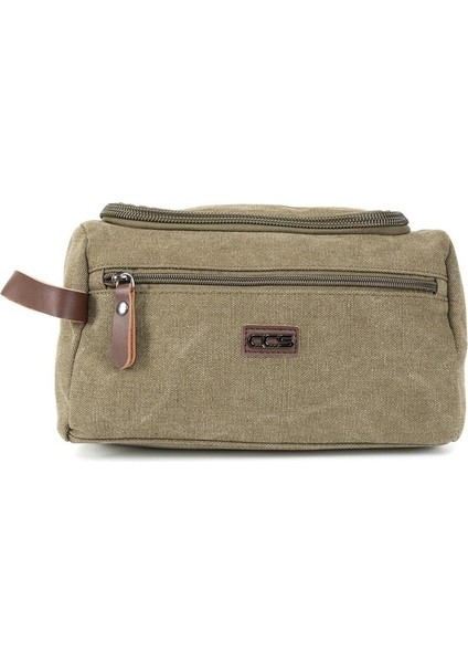 Şıklıkta Sınır Tanımayan Çanta Su Geçirmez Kanvas Kumaş Traş ve Makyaj El Çantası Haki