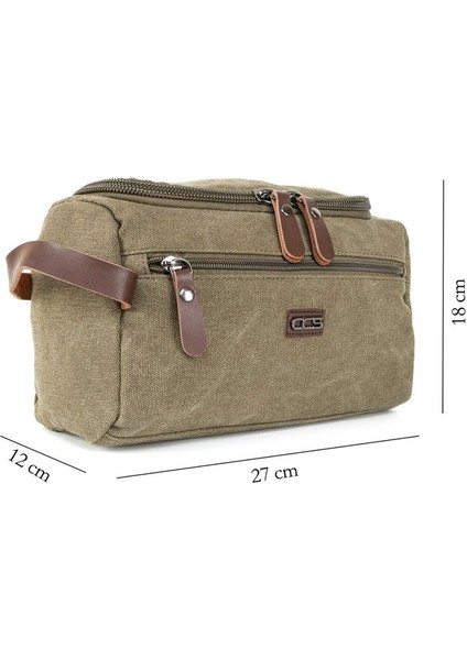 Şıklıkta Sınır Tanımayan Çanta Su Geçirmez Kanvas Kumaş Traş ve Makyaj El Çantası Haki fiyatları
