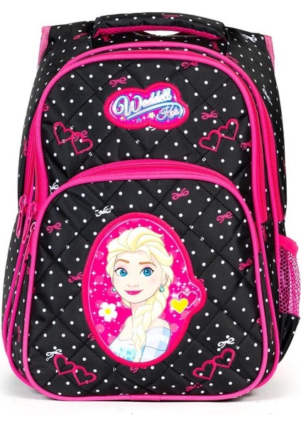 Karakterli Beslenmeli Ilkokul Sırt Çantası Siyah Pembe modelleri