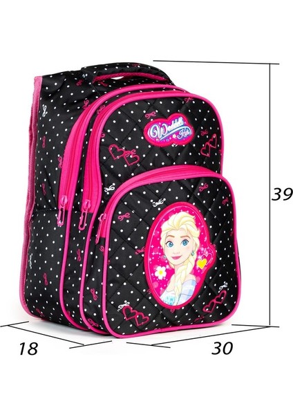 Karakterli Beslenmeli Ilkokul Sırt Çantası Siyah Pembe fırsatları