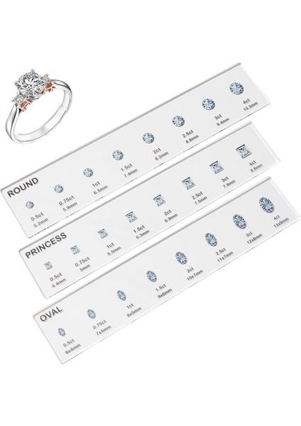 Ring Sizer Seti, Gem Ölçüm Aracı, 7.9x1.9in Parmak Boyutlandırma Göstergesi, Karat Ölçüm Ölçeği, Takı Şekli Aksesuar (Yurt Dışından)