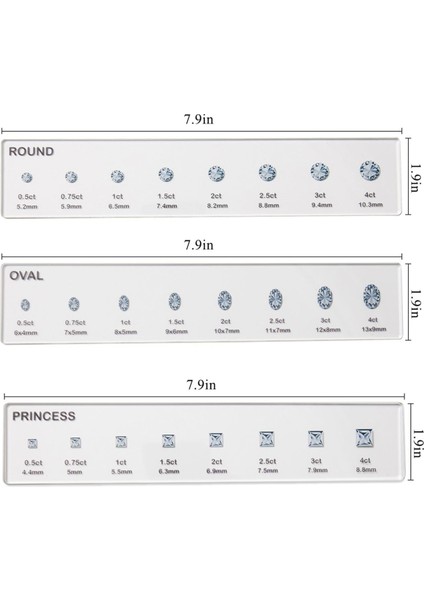 Ring Sizer Seti, Gem Ölçüm Aracı, 7.9x1.9in Parmak Boyutlandırma Göstergesi, Karat Ölçüm Ölçeği, Takı Şekli Aksesuar (Yurt Dışından) fiyatları