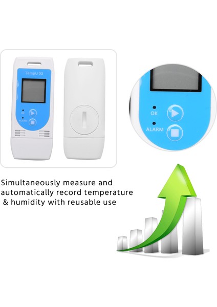 USB Sıcaklık Nem Veri Kaydedici Yeniden Kullanılabilir Rh Temp Veri Kaydedici Kayıt Nemlendirici 12.000 Kayıt Kapasiteli Kayıt Metre (Yurt Dışından) fırsatları