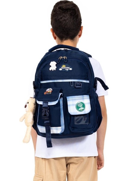 Ortopedik Lüks Kumaş Çok Gözlü Çocuk Ilkokul Sırt Çantası