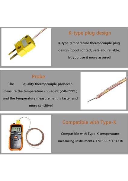 5pcs Yüksek Doğruluk K Tip Mini Konnektör Termokupl Sıcaklık Prob Sensörü, 1 Metre Uzun Ölçüm Aralığı -50 ° C-480 ° C (Yurt Dışından) indirimleri