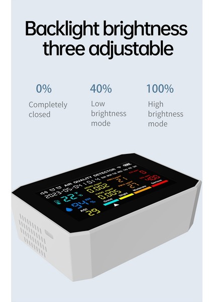 10 Inter Hava Kalitesi Monitörü Co2 Metre Co Tvoc Hcho Pm2.5 Pm1.0 PM10 Sıcaklık ve Nem Karbon Dioksit Detektörü, A (Yurt Dışından) fırsatları