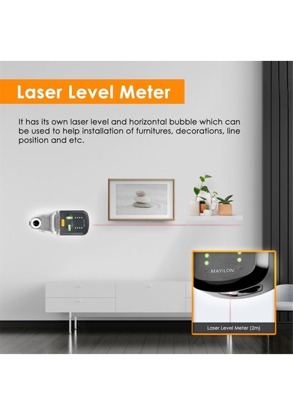 Mayilon 3&#39;ü 1 Arada Elektrikli Sondaj Toz Toplayıcısı Hassas Lazer Seviyesi (2m Kırmızı-Lazer) Yatay Kabarcık Seviyeleri Duvar Montajı Seviye (Yurt Dışından) indirimleri