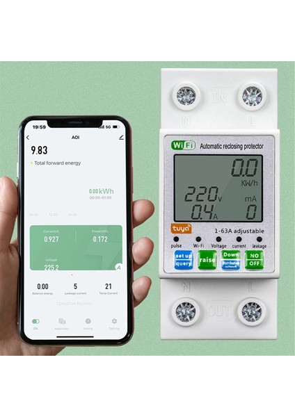 Tuya Wıfı 1-63A Akıllı Otomatik Yeniden Geri Koruyucu Mevcut Voltaj Izleme Meterdisplay Switch Güç Ölçer (Yurt Dışından) modelleri