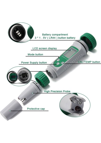 Çok Yönlü Dijital Ph Metre Su Kalitesi Test Önlemleri Için Ph, Ec, Tds, Tuz, S.g ve Sıcaklık (Yurt Dışından) fiyatları
