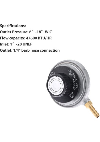 1 Pound Propan Tankı Düşük Basınçlı Ayarlanabilir Gaz Regülatörü 1/4 Inç Barb Hortum Bağlantısı (Yurt Dışından) indirimleri