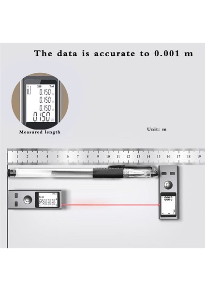 Mini Lazer Malzemeci Dijital Bant Memperi Lazer Hükümdar USB Şarj Alüminyum Alaşım Gövde Ölçüm Mesafesi 30M (Yurt Dışından) indirimleri