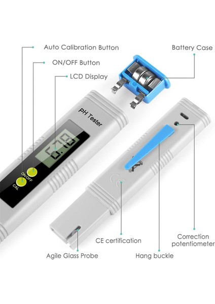 Dijital Ph Metre, 0-14 Ph Ölçümlü 0.01 Ph Su Kalitesi Test Cihazı, Ev Içme Havuzu Için Su Ph Test Cihazı (Yurt Dışından) indirimleri