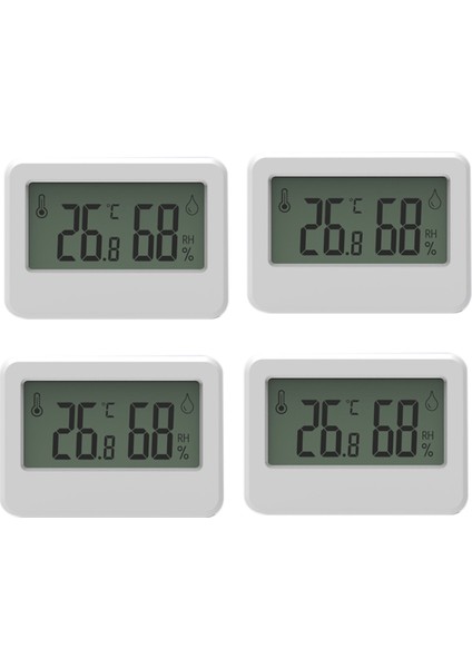 4pcs Dijital Higrometre ve Termometre, Manyetik ve Tablositli Sürüngen Termometresi, Sıcaklık ve Nem Beyaz (Yurt Dışından)