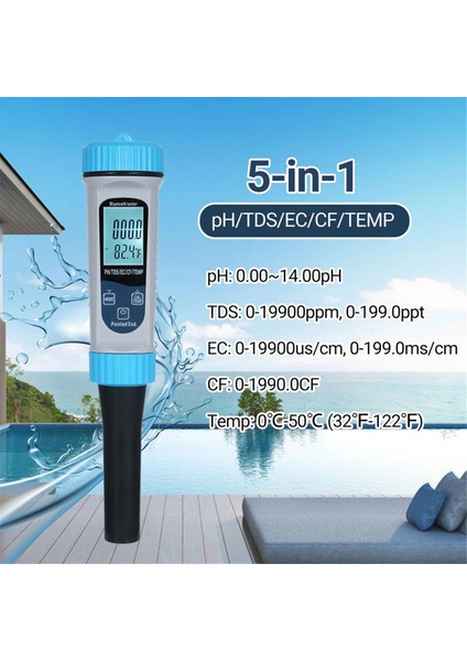 5 In1 Ph Metre Bt Yüksek Doğruluk Ölçümü Ph/tds/ec/cf/temp Su Test Kiti Su Hidroponik Laboratuvarı (Yurt Dışından) fiyatları