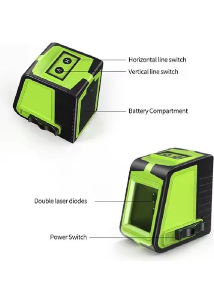 Yeşil Işın 2 Çizgi Çift Lazer Diyotları ile Mini Kendinden Tesviye Lazer Seviyesi (Yurt Dışından) fiyatları