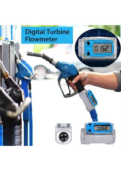 25 Dijital Türbin Akış Ölçer Benzin Suyu Sıvı Sıvı Flowmeteter Mavi Ölçmek Için (Yurt Dışından) modelleri