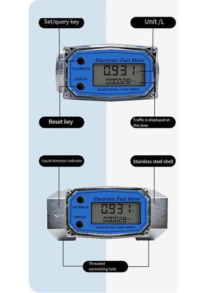 25 Dijital Türbin Akış Ölçer Benzin Suyu Sıvı Sıvı Flowmeteter Mavi Ölçmek Için (Yurt Dışından) indirimleri