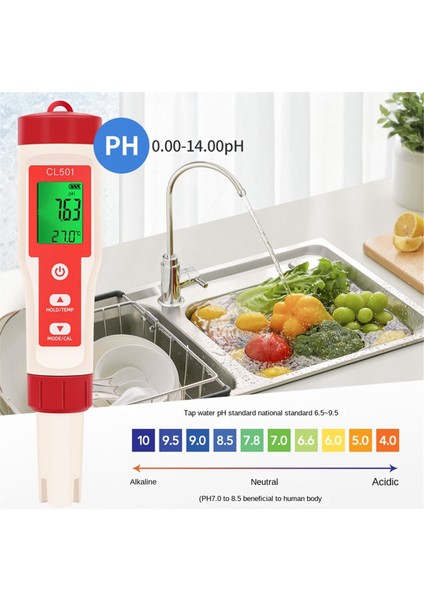 5 Arada 1 Su Kalitesi Tespit Kalemi Ph/ Kalan Klor/ Hidrojen/ Orp/ Sıcaklık Taşınabilir Çok Fonksiyonlu Test Kalemi (Yurt Dışından)