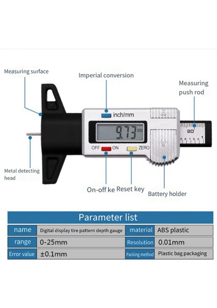 Dijital Lastik Derinlik Göstergesi 0-25MM/1INCH Taşınabilir Lastik Bozuk Derinlik Göstergesi Arabalar, Karavanlar, Kamyonlar Için Lastik Bozuk Dişli (Yurt Dışından) fiyatları