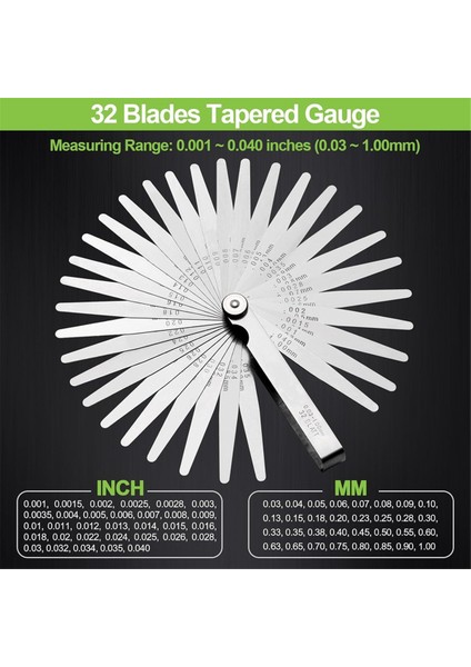 Feeler Göstergeleri Seti, 32 Bıçak Konik ve 16 Bıçak Ofset Feeler Gösterge Seti, Çift Işaretli Sae ve Metrik Feeler Gauge (Yurt Dışından) fırsatları
