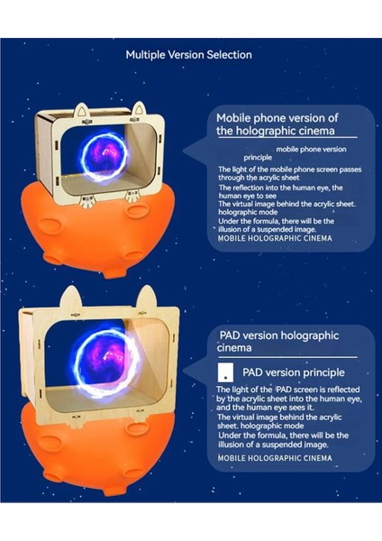 Mobil Holografik Tiyatro Tv Projektör Bilimsel Deney Ilkokul Öğrencileri El Yapımı Malzeme Buluşu (Yurt Dışından) indirimleri