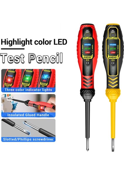 Aneng B18 Çok Fonksiyonlu Profesyonel Elektrikçi Colorlight Voltaj Ekran Tel Kesme Noktası Algılama Akıllı Tornavida Aracı, C (Yurt Dışından) fiyatları
