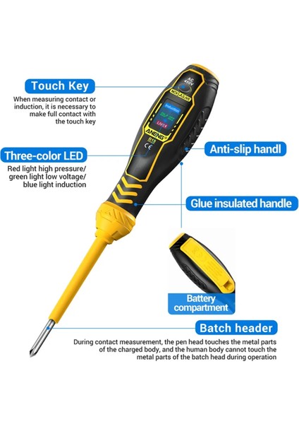 Aneng B18 Çok Fonksiyonlu Profesyonel Elektrikçi Colorlight Voltaj Ekran Tel Kesme Noktası Algılama Akıllı Tornavida Aracı, C (Yurt Dışından) modelleri