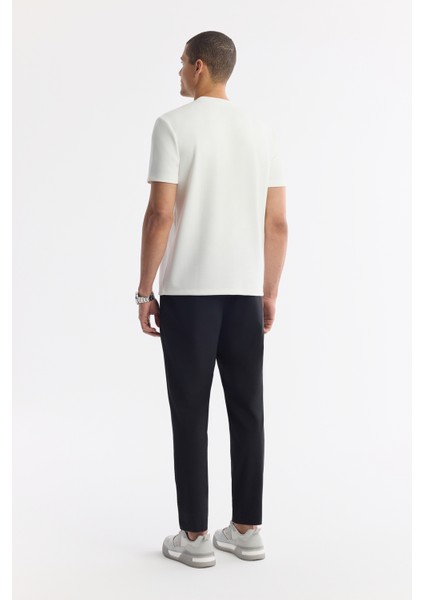 Erkek Ekru Bisiklet Yaka Baskılı Bi-Stretch İnterlok Regular Fit T-Shirt A51Y1135