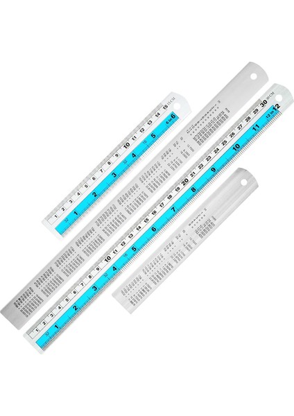 12+6 Inç Metal Cetvel Set-Düz Kenar Cetvelinin Hem Emperyal Hem De Metrik Ölçümleri Var, Dıy Projeleri Için Mükemmel, Mavi (Yurt Dışından)