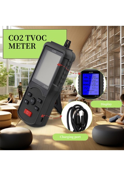 Jldg Hava Kalitesi Test Co2 Tvoc Metre Sıcaklık Nemini Ölçüm Cihazı LCD Ekranlı Karbon Dioksit Monitörü (Yurt Dışından) fırsatları
