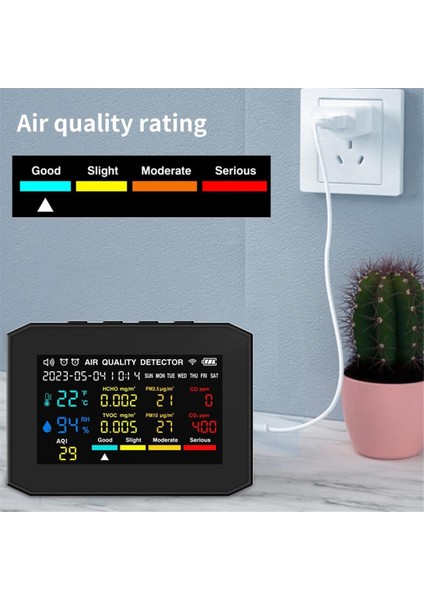 Hava Kalitesi Monitörü Iç Mekan, Saat Tarihi Ekran ve Çalar Saati ile Hava Kalitesi Dedektörü, Co2 Monitör Siyah (Yurt Dışından) indirimleri