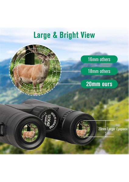 12X42 Telefon Adaptörü Su Geçirmez Düşük Hafif Görme Dücumları Kuş Gözlemi, Avlanma, Seyahat (Yurt Dışından) fırsatları
