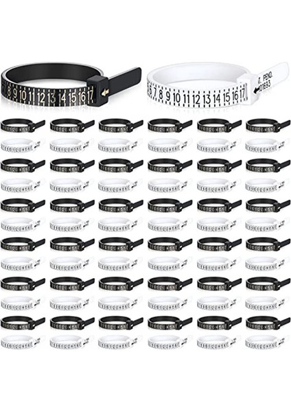100 Paket Yeniden Kullanılabilir Parmak Boyutu Gösterge Ölçüm Yüzüğü Plastik Plastik Abd Halka Ölçüm Aracı Beyaz ve Siyah (Yurt Dışından)